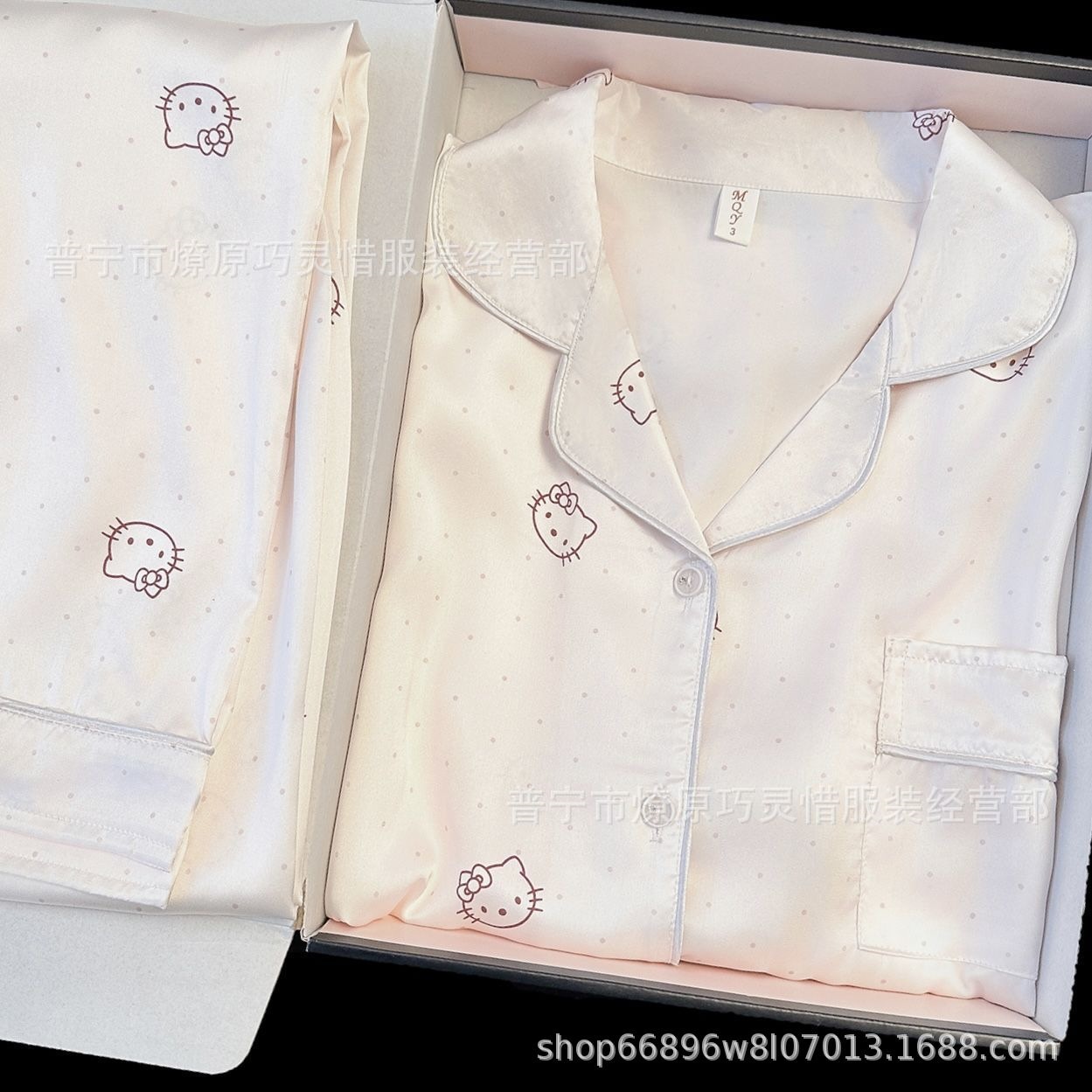 Pijama de verano nuevo hielo pantalones cortos de mangas cortas de dibujos animados KT gato coreano dormitorio de estudiantes ropa delgada set