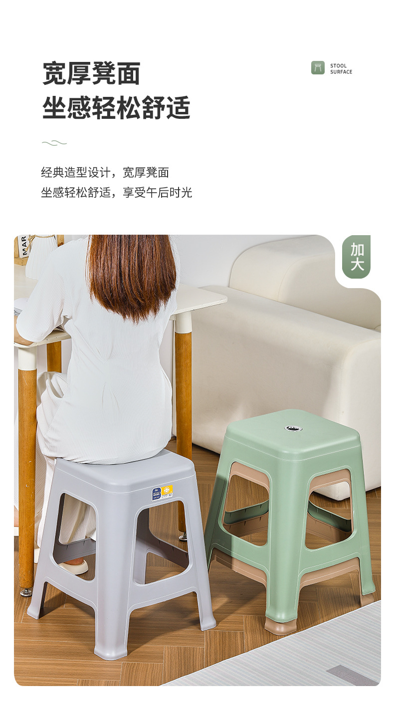 家用椅子简约高凳子可叠加方凳塑胶成人板凳加厚塑料凳子批发凳子详情4