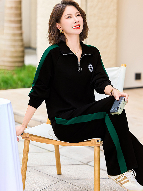 妈妈秋装2025新款卫衣宽松大码两件套洋气中老年套头运动服套装女|undefined