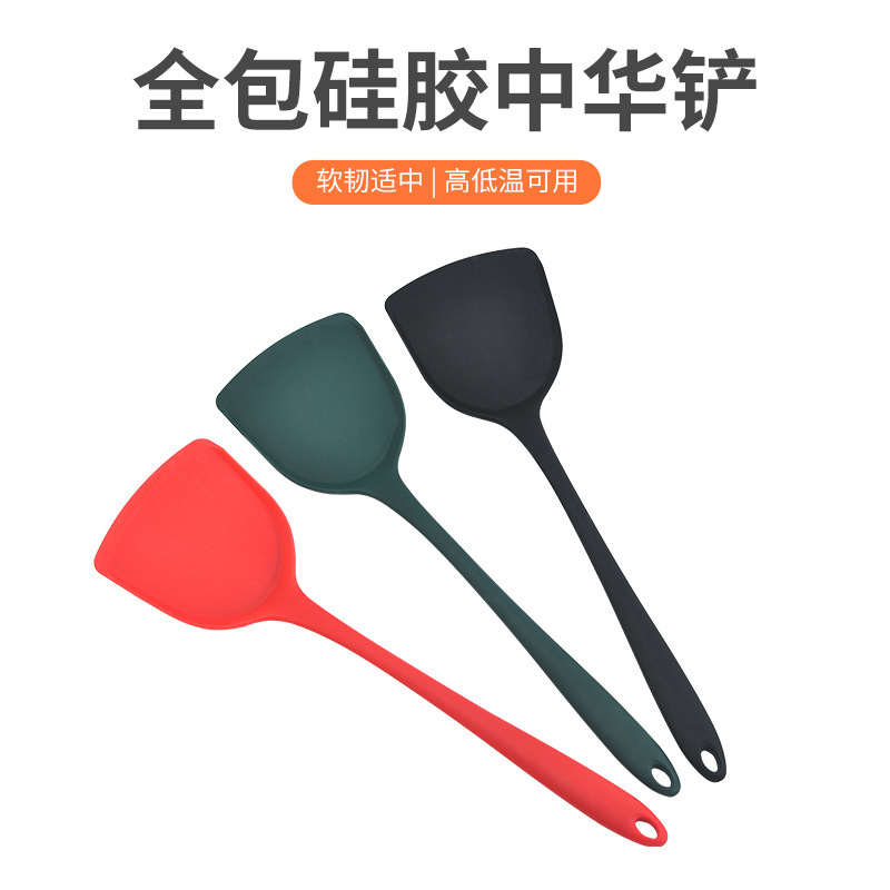 Silikon-Kochlöffel einteiliges Design Chinesischer Spatel Küchenartikel Lebensmittelqualität Antihaft-Kochgeschirr Hitzebeständig Haushaltskochutensilien