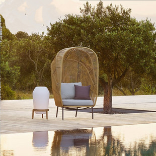 Balcony Small Sofa Room Outdoor Bed Bird's Nest Floor-Standing Single Rattan Chair Courtyard Rattan Lazy Lounge Chair Coffee Table Combination