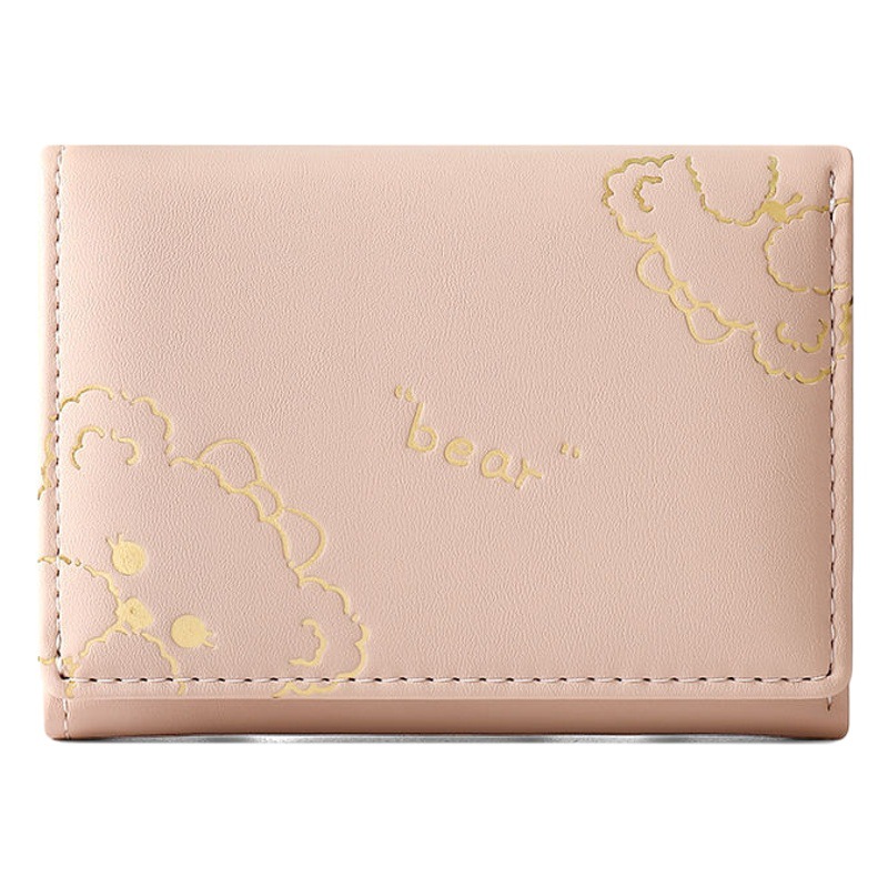 Cartera pequeña plegable nueva de 2024 para mujer, estilo coreano compacto, con diseño de oso de dibujos animados, delgada y práctica.