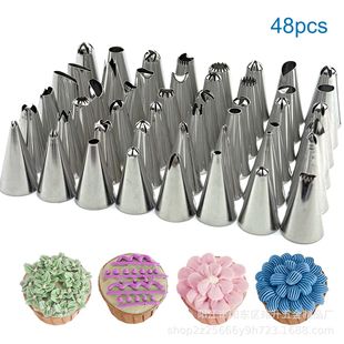 Cross-Border New 48-Piece Rose Petal Cake Cream Decorating Nozzle Set Aliexpress Amazon Baking Tools