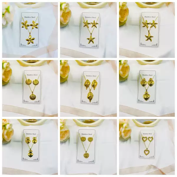 Factory Direct Sale Hydraulic Set Marine New Style Heart-Shaped Earrings Vintage Hollow Lantern Stainless Steel Gold-Plated Ocean Style