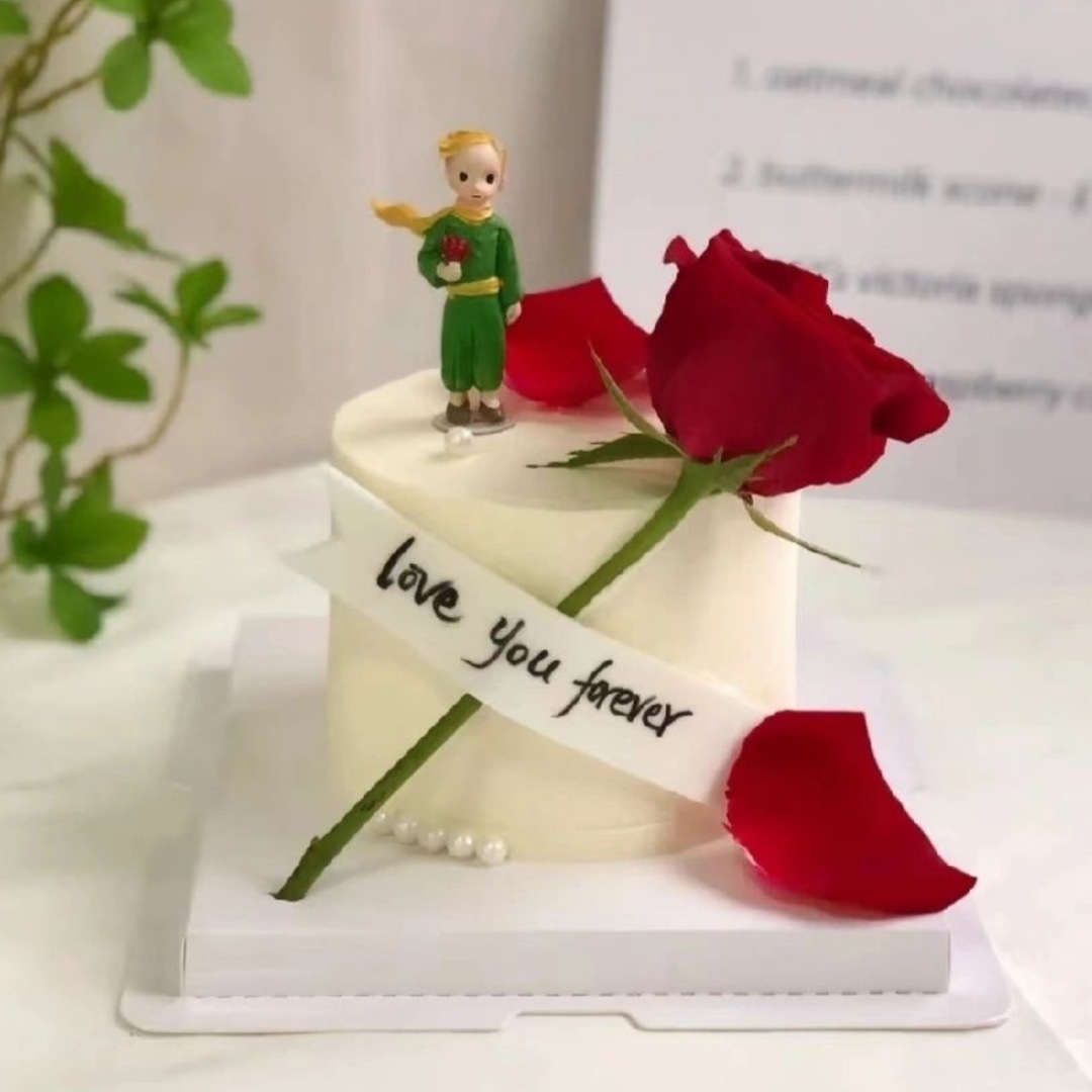Tanabata Día de San Valentín Decoración de pasteles Decoración Rosa Principito Pareja Amor Tarjeta Confesión Complemento