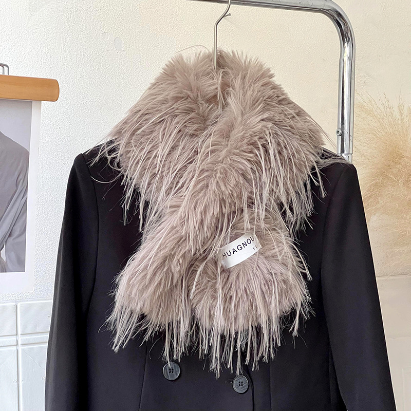 Bufandas de mujeres coreanas de invierno y otoño de peluche largo delgado cuello de visón grueso chale cálido de moda pareja buñuelo