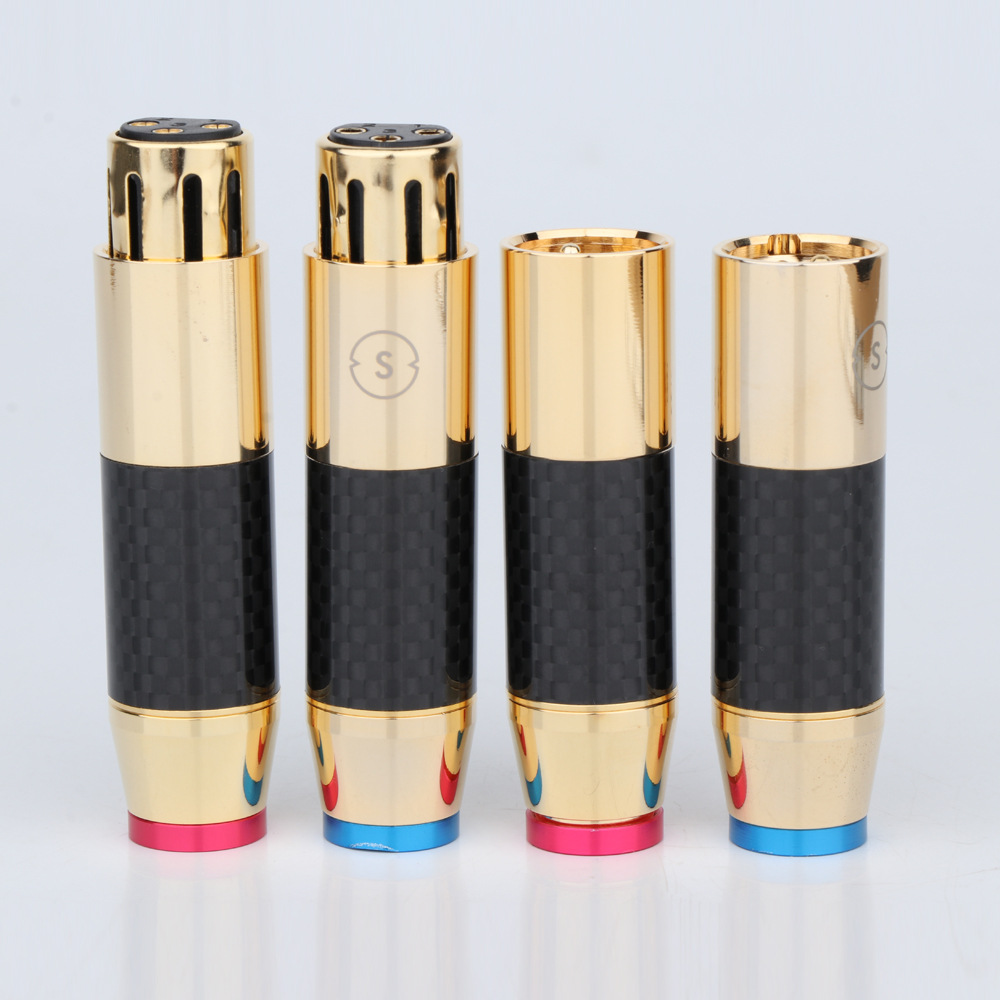 preffair/XR1803碳纤维镀金卡农头平衡插头 纯铜XLR插头 三芯话筒