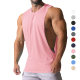 Europe and the United States cross-border new summer men's wide shoulder vest solid color sports side large split loose waistcoat sleeveless vest