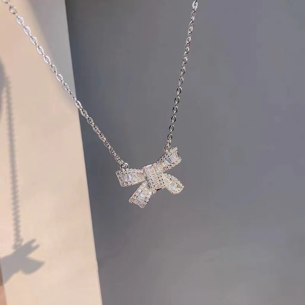Rings, Earrings, Necklace Classification IG Style Bow Knot Alloy Titanium Steel Plating Inlay Zircon Women's Rings Earrings Necklace