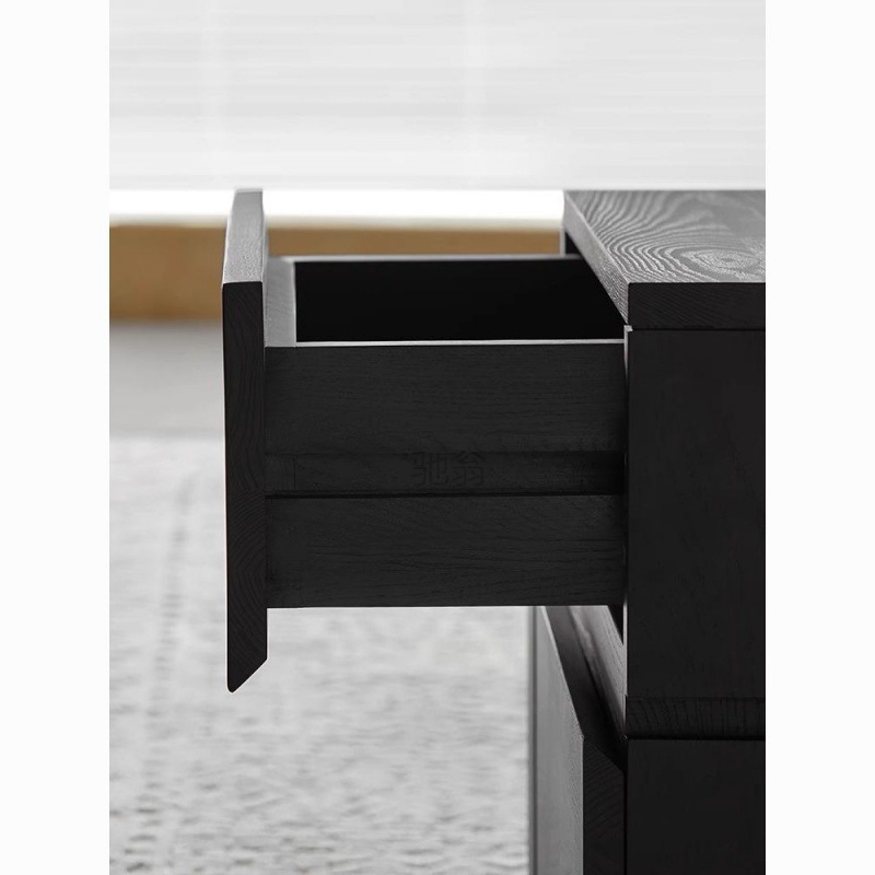 3l Italian minimalist black bedside table ash wood bedside table solid wood bedroom drawer storage cabinet