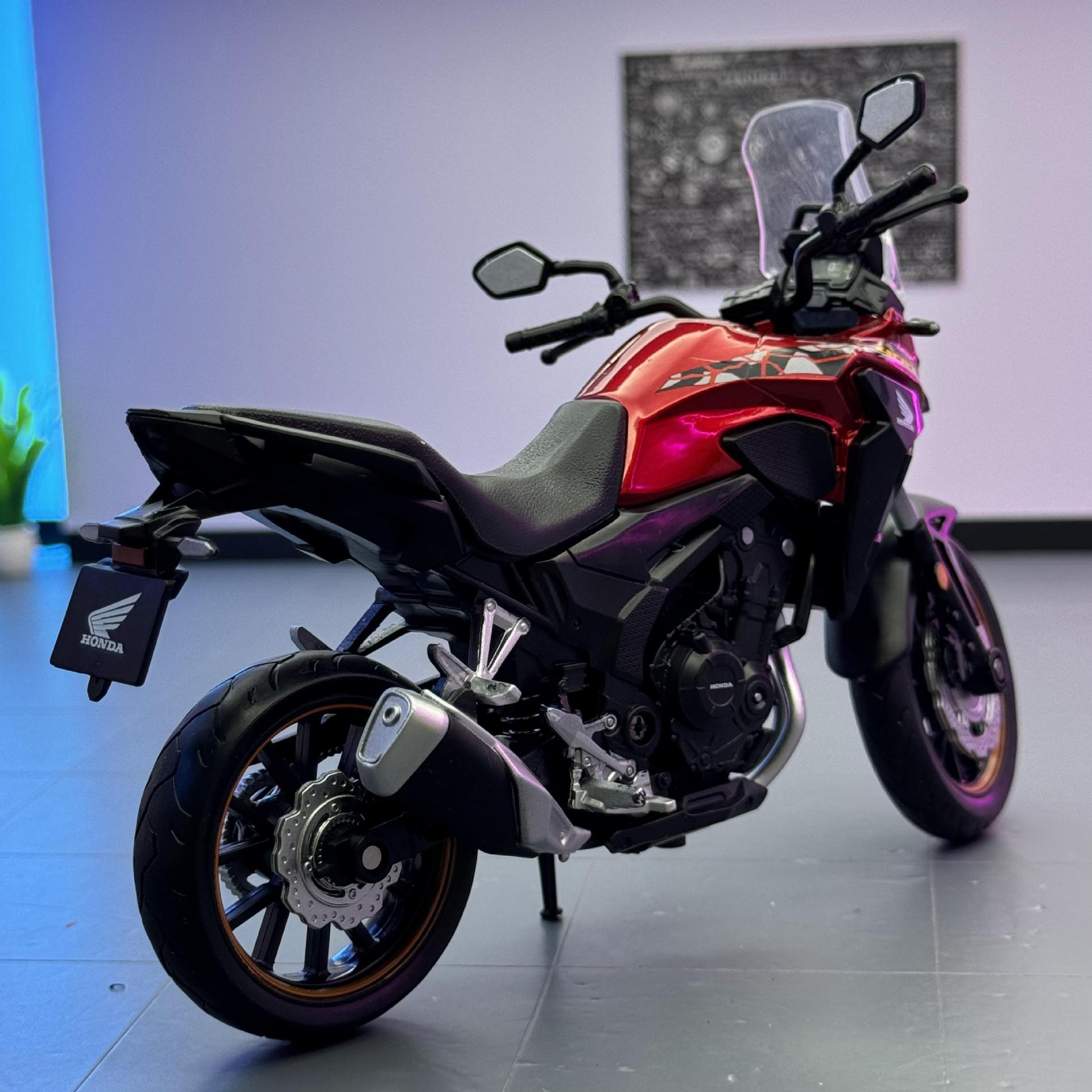 Modelo de coche de color ámbar 1:12 Honda CB400X motocicleta de aleación coche de juguete deslizante modelo de luz silenciosa