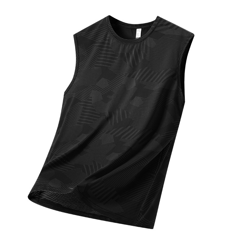 Chaleco de hielo para hombre de verano, camiseta de hombro ancho sin mangas, camiseta de hombro de secado rápido, camiseta de media manga transpirable