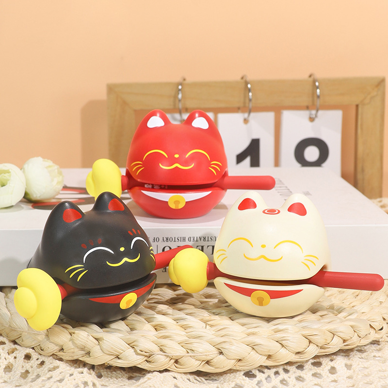 New Fortune 1 small wooden fish decompression Buddha ornaments cartoon office station wooden fish knock music toys wholesale