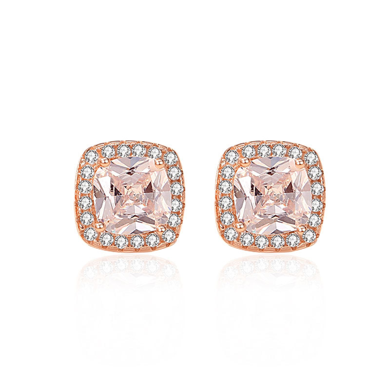 Cubo geométrico azúcar aretes de plata esterlina 925 luz de lujo cuadrado diamantes incrustados pendientes de moda nicho diseño ins joyería de plata