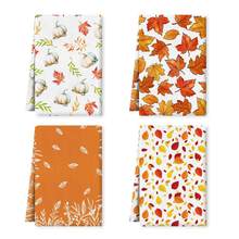 新洗碗巾感恩节南瓜枫叶厨房装饰洗碗巾超细纤维居家擦桌布洗碗巾