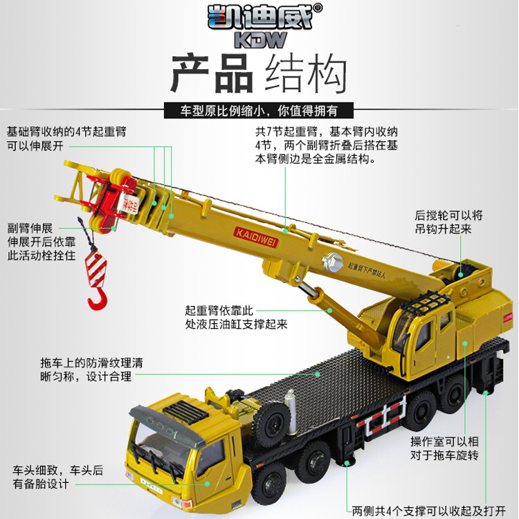 Kaidiwei 1:55 simulación de aleación de grúa pesada grúa modelo de juguete de los niños decoración del coche entrega