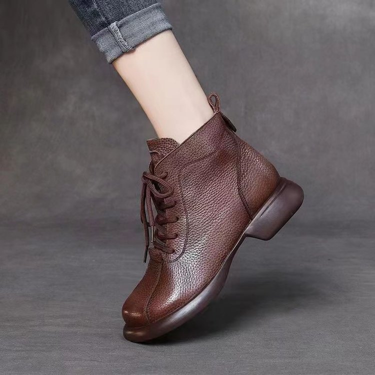 ShoeVault Sole Soft Surface Short For Women 2025 Autumn Winter New Martin Non-Slip Comfortable Fleece-Lined Warm Retro Riding_voghion.com