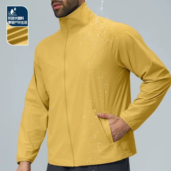 Cross-border men's skin-friendly, breathable, water-resistant outdoor sports jacket for hiking, mountaineering, and fishing, with a stand-up collar, FWT81002N