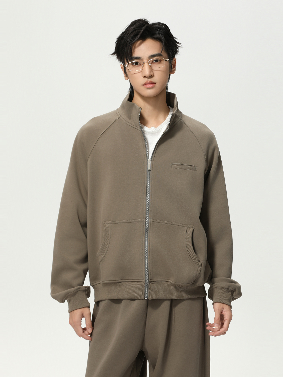 MTLCLOTHES Hombres| Coreano minimalista color sólido cardigan elástico cintura pantalones deportivos versátiles moda casual