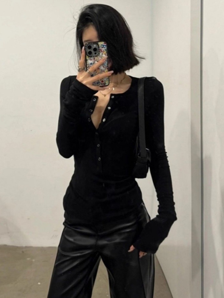 Fashionable fitted T-shirt with a round collar, 260 gram, high-quality style, western style