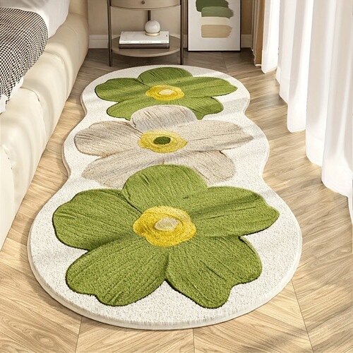 Alien Flower Velvet Rugs Bedroom Stain-Resistant Dustproof Bedside Runner Cloakroom Anti-Slip Decor Can Be Shipped For Whole House