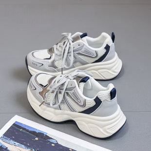 Thick-Soled Dad Shoes for Women, 2025 Autumn New Popular Style, Super Hot Mesh Versatile Height-Increasing Shoes That Make Feet Look Smaller, Sports Casual Shoes