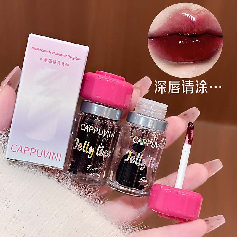 Cappuvini小蘑菇透亮唇釉染唇液滋润水润镜面光泽感嘟嘟唇口红|undefined