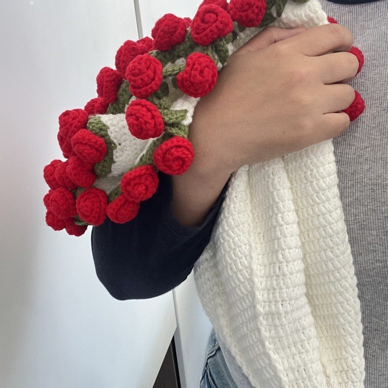 ローズブーケブランケット完成品手作りウールかぎ針編み花スズランガールフレンドの誕生日中国のバレンタインデーのDIYギフトとして|undefined