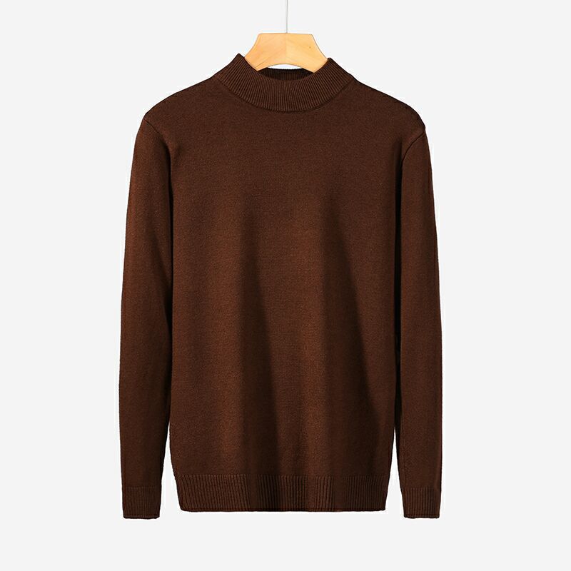 Men's Clothing American Style Men's Slim Fit Semi-Turtle Neck Sweater Lightweight Knit Pullover Long Sleeve Core-Spun Yarn Shirt For Casual Layering_voghion.com