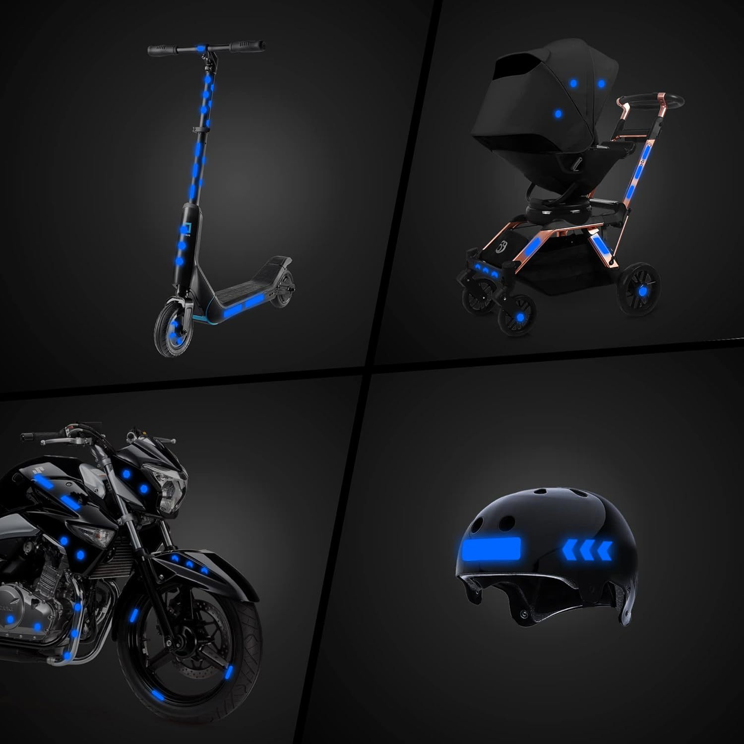 Amazon Reflector Kit de pegatinas para cascos de seguridad nocturna para bicicletas pegatinas adhesivas impermeables en colores brillantes