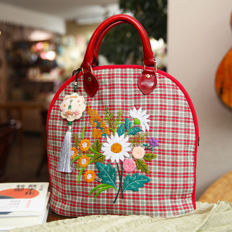 Bolso curvo-Chenhui vegetación-rosa (producto no terminado) + 20cm bordado de plástico estiramiento