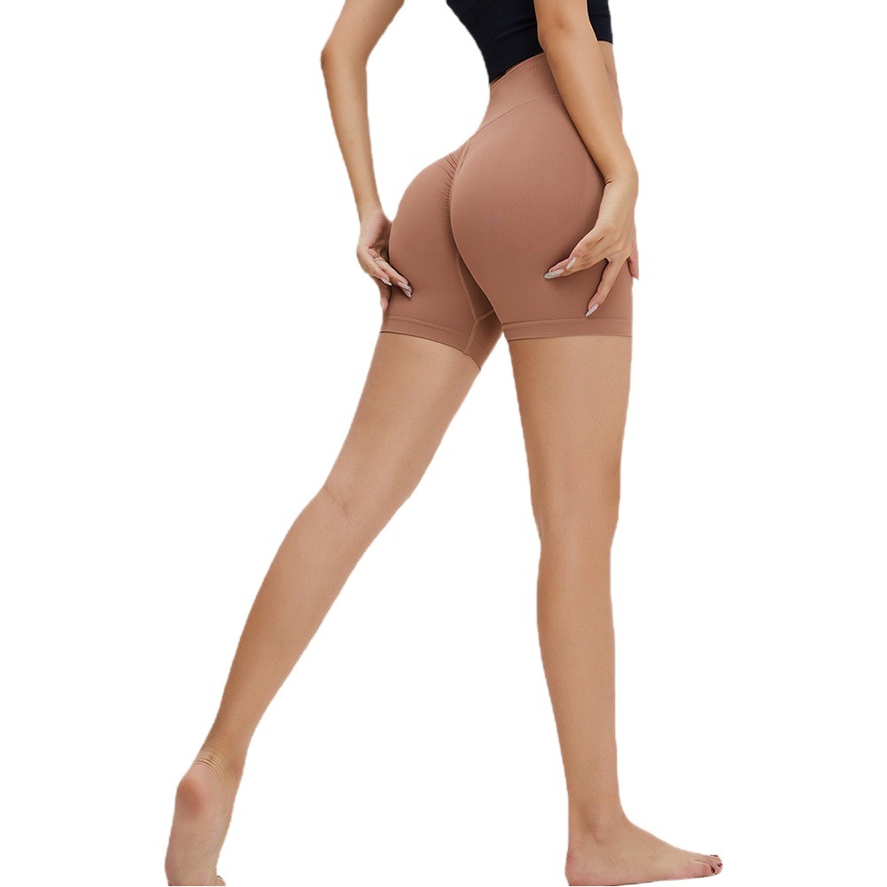 Nuevo sin costuras pantalones de melocotón de alta elasticidad, pantalones de yoga de cadera, pantalones ajustados deportivos de cintura alta, pantalones cortos de fitness desnudos