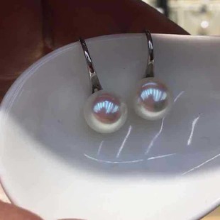 9-10mm Sterling Silver Pearl Ear Hook Real Pearl