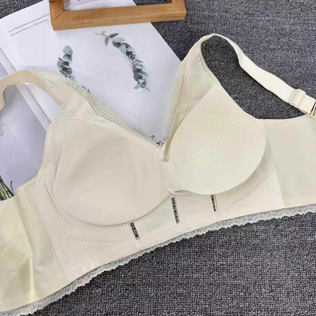 Inventario de alta gama en V profundo color contraste encaje floral chica francesa anti-flacidez ropa interior de la suerte sujetador de la suerte