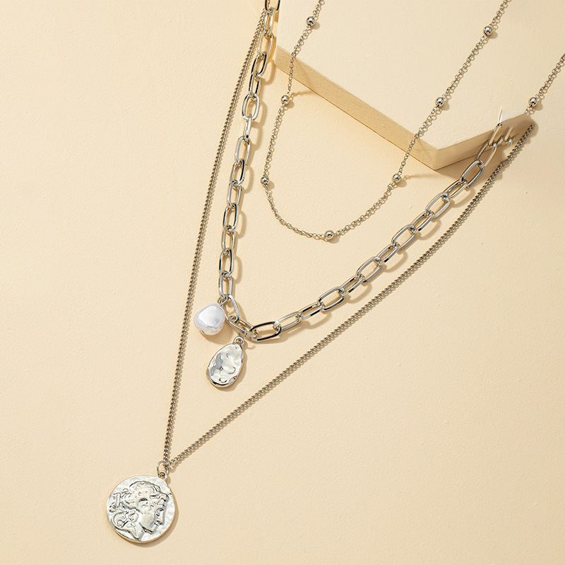 Kreative Retro Perlen Anhänger Mehrschichtige Halskette display picture 2