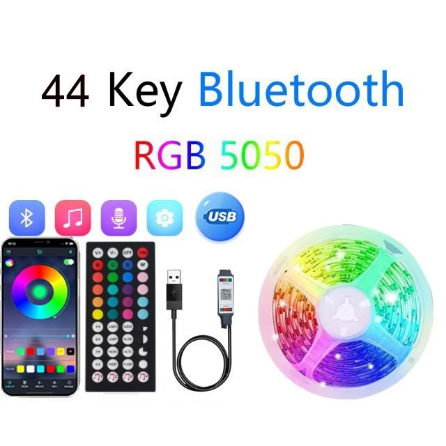 5050RGB conjunto de cinta de luz colorido 44 teclas inteligentes 5V de bajo voltaje LED TV de fondo atmósfera inteligente control remoto image 9