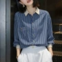 气质条纹春季拼色衬衣