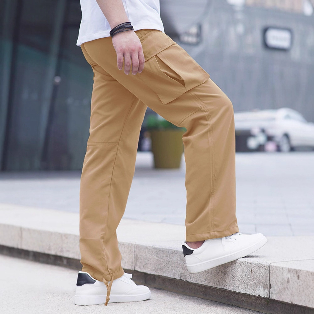 2025 Summer New European and American Independent Station Foreign Trade Amazon Men's Workwear Casual Pants Drawstring Multi-Pocket Trousers