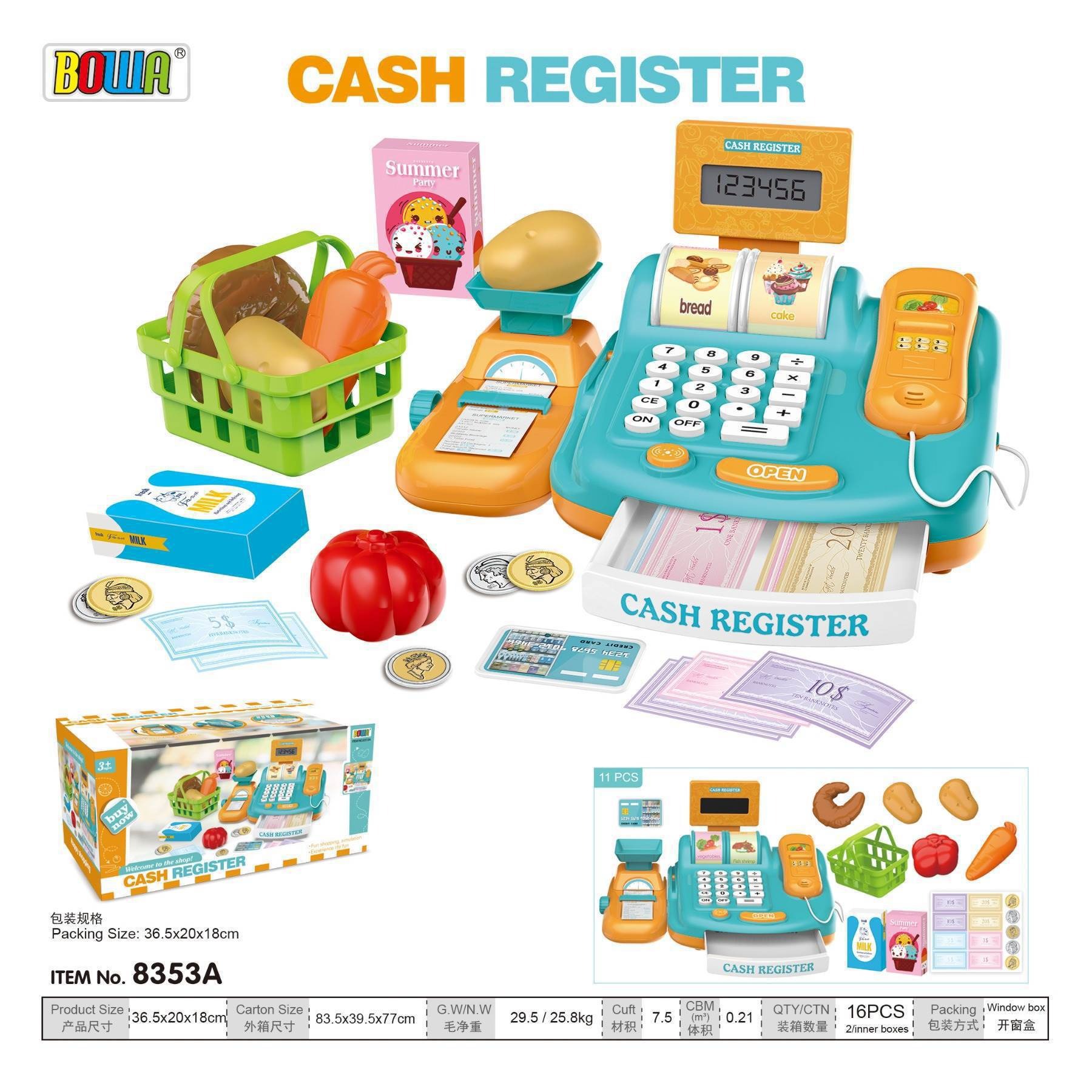 Simulación transfronteriza de supermercado infantil caja registradora de compras juegos de bebidas de frutas y verduras escanear tarjeta deslizante caja registradora juguetes caseros