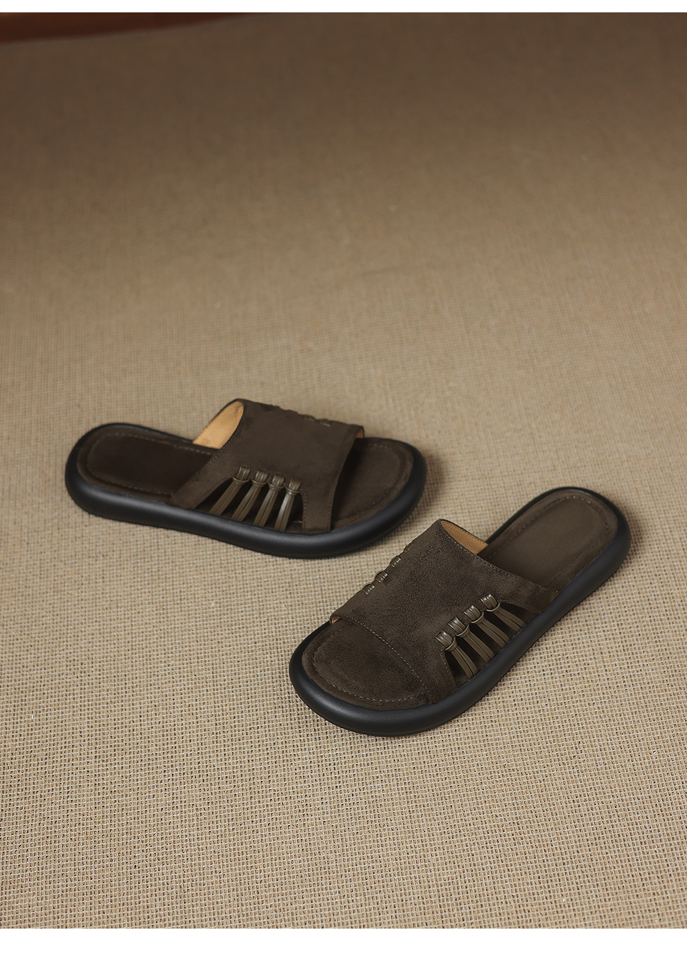 Dép sandal nữ đế dày hở ngón quai chữ V phong cách vintage — Màu xanh da trời chi tiết 23