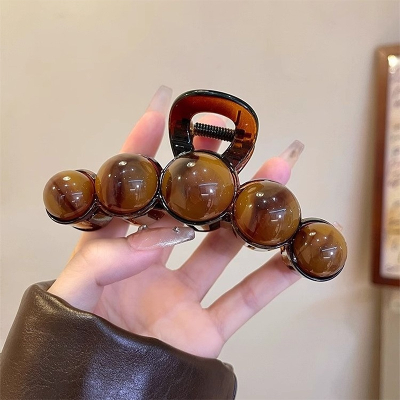 高級ビーズヘアクリップ秋と冬の大型サメクリップ女性のための 2024 新しい後頭部クリップヘアピンヘアアクセサリー|undefined