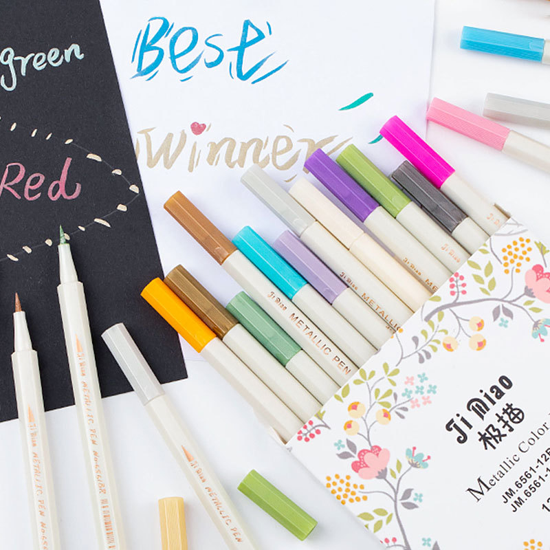 Marker Pen Metallic Color Handbook Flash Art Color Highlighter DIYAlbum Pen Paint Pearlescent Color Marker Pen