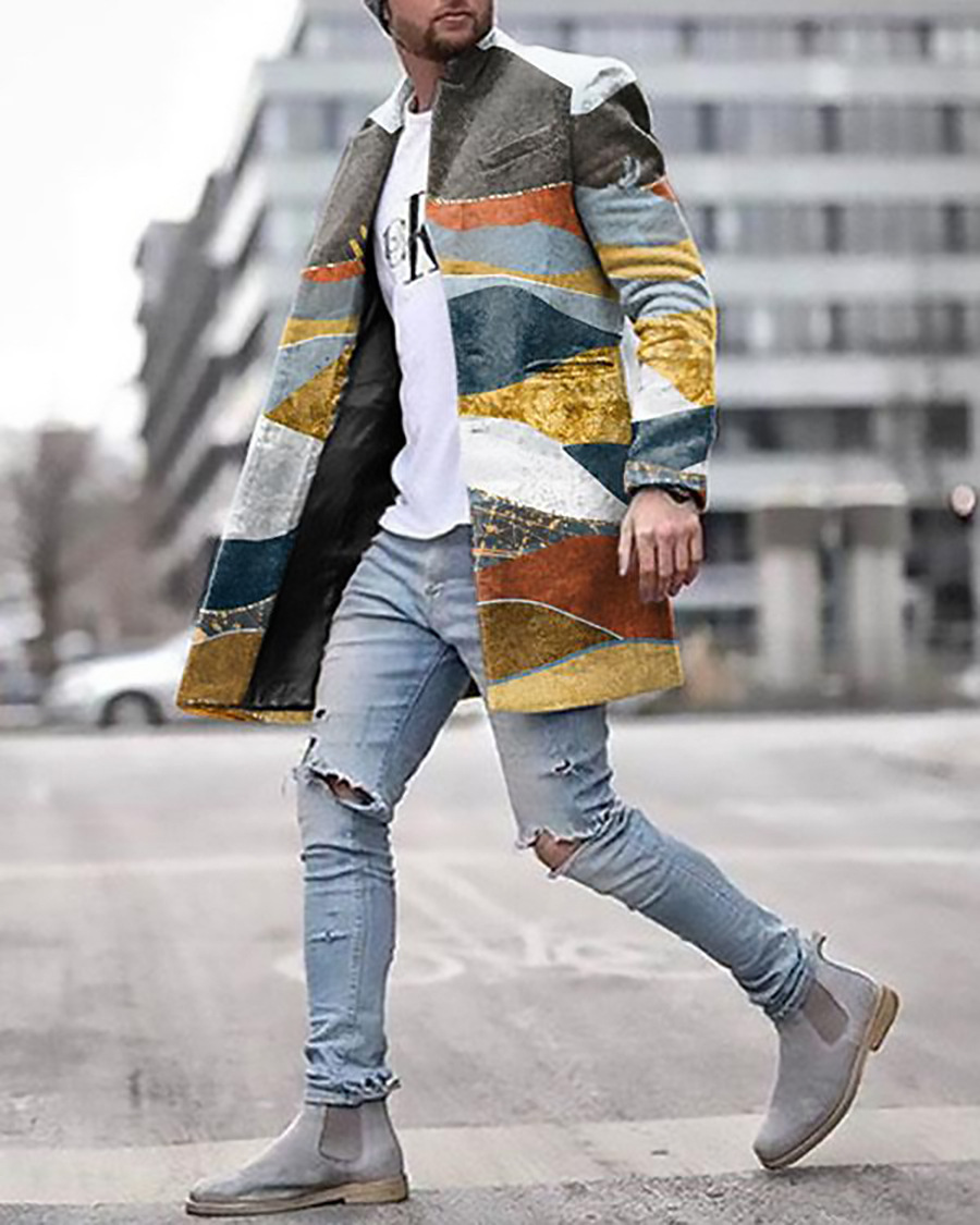 2024 europeo y americano de comercio exterior de otoño e invierno de los nuevos hombres de lana collar medio-longitud de la capa de bolsillo casual moda caliente