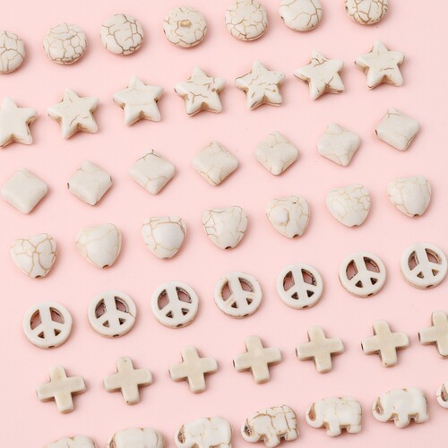 Synthetic White Turquoise Round Beads Square Beads Spacer Beads Handmade DIY Bracelet Necklace Materials Jewelry Accessories Loose Beads