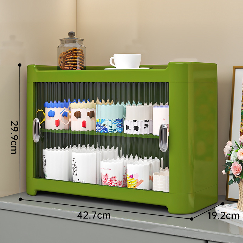 茶水间桌面杯子置物架防尘水杯收纳架茶杯架茶具马克杯防尘收纳柜|undefined