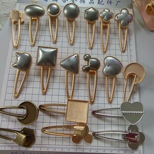 With lid round side clip leather patch filigree point green bottom embryo zinc alloy accessories DIY accessories manufacturers