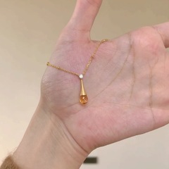S925 スターリングシルバー中世スタイルブラッシュドウォータードロップドットダイヤモンドスモールウエストペンダント絶妙なライト高級ハイエンド鎖骨チェーンアクセサリー