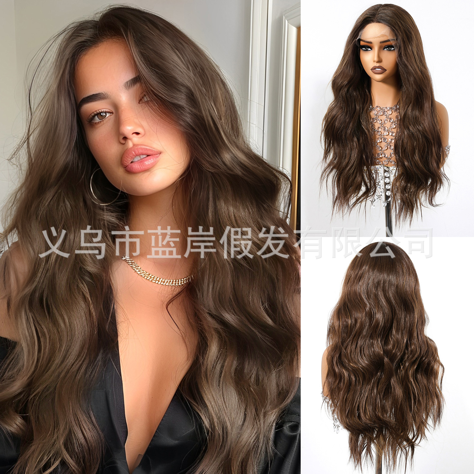 Nuevo producto gradiente gris color popular estilo europeo y americano 13*6 peluca de encaje de área grande costura libre transpirable y cómodo tocado