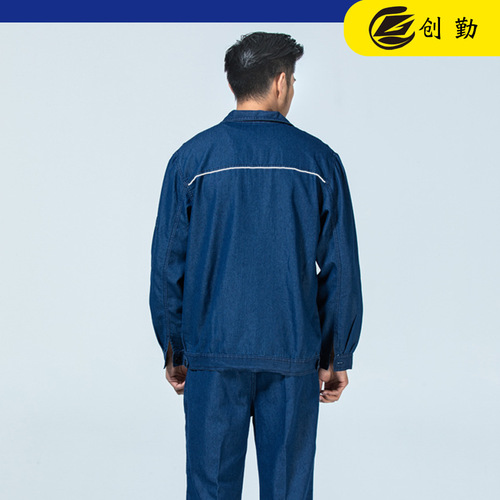 Summer Reflective Striped Denim Welder Workwear Set for Men, Protective Clothing, Long-Sleeve Uniform, Electric Welding Suit, Factory Outfit, Wholesale