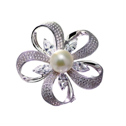 Pearl brooch, high-end niche creative style, coat corsage, versatile, micro-encrusted zircon, clothing pins, accessories wholesale